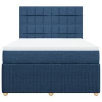 Boxspring met matras stof blauw 140x190 cm - thumbnail