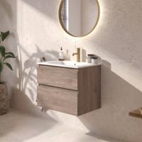 Ben Tendenza voorgemonteerd badmeubel incl. glans witte keramische wastafel 62,7x46x61,5cm congo bruin - thumbnail