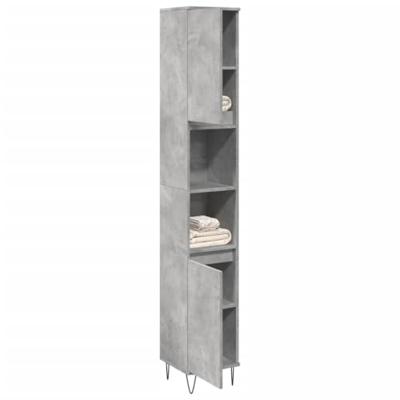 Badkamerkast 30x30x190 cm bewerkt hout betongrijs