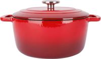 Braadpan met deksel - COSY & TRENDY - FONTESTIC - Geëmailleerd gietijzer - Ø24 cm - 4,6 L - Geschikt voor alle kookplaten inclusief inductie - Rood - thumbnail