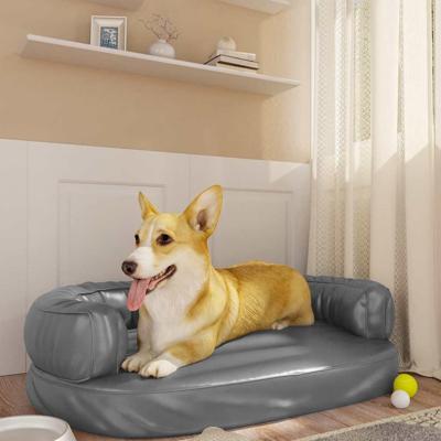 VidaXL Hondenmand met ergonomisch schuim 75x53 cm kunstleer grijs VidaXL Hondenmand met ergonomisch schuim 75x53 cm kunstleer grijs
