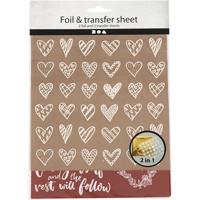 Creativ Company Deco folie en transfervel, harten en love, vel 15x15 cm, rood, 2x2 vel/ 1 doos - thumbnail