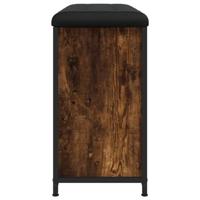 Schoenenbankje met klaplade 82x32x56 cm gerookt eikenkleurig - thumbnail