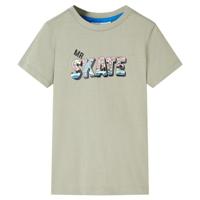Kindershirt skateprint 140 lichtkakikleurig - thumbnail