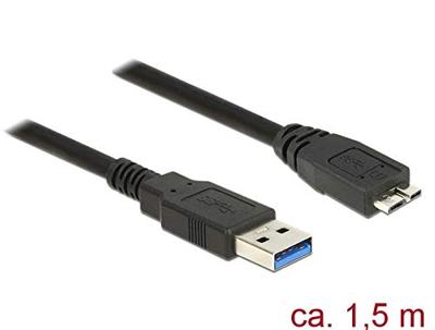Delock USB-kabel USB-A stekker, USB-micro-B stekker 1.50 m Zwart 85073 - thumbnail