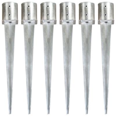 Grondpinnen 6 st 12x91 cm gegalvaniseerd staal zilverkleurig