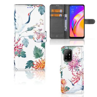 OPPO Reno5 Z | A94 5G | Telefoonhoesje | Met pasjeshouder | Bird Flowers