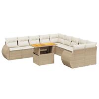 11-delige Tuinset met kussens poly rattan beige - thumbnail