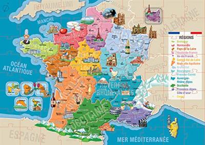 Puzzel van 150 stukjes Departementen en regio's van Frankrijk EDUCA blauw