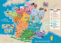 Puzzel van 150 stukjes Departementen en regio's van Frankrijk EDUCA blauw - thumbnail