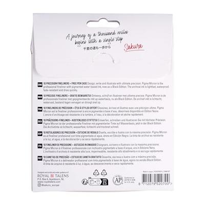 Sakura pigma micron black edition set en gratis etui, 10st