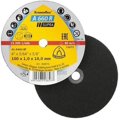 Klingspor A 660 R Supra 368876 Doorslijpschijf recht 100 mm 25 stuk(s) Staal, RVS Klingspor A 660 R Supra 368876 Doorslijpschijf recht 100 mm 25 stuk(s) Staal, RVS