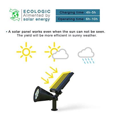 LUMISKY Set van 2 waterdichte buitenlampen voor zonne-energie - 4 gekleurde LED's - 200 Lm - Zwenkkop op 90 ° C LUMISKY Set van 2 waterdichte buitenlampen voor zonne-energie - 4 gekleurde LED's - 200 Lm - Zwenkkop op 90 ° C