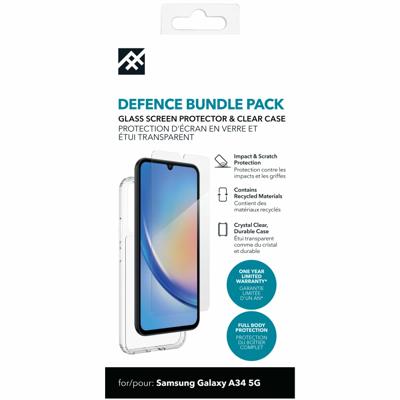 ZAGG iFrogz Defensie beschermhoes compatibel Samsung Galaxy A34 5G, bonusschermbeschermer, duurzaam, klikbestendig, antislip, slank, gerecycled, helder