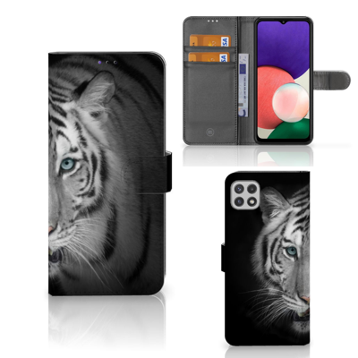 Samsung Galaxy A22 5G | Telefoonhoesje | Met pasjeshouder | Tijger