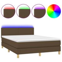 Boxspring met matras en LED stof donkerbruin 140x190 cm - thumbnail