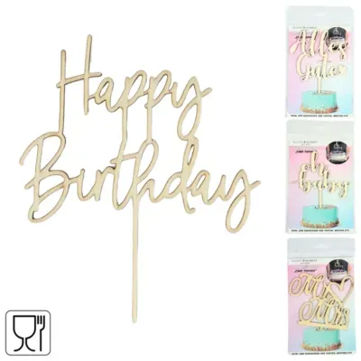 Taarttopper hout 16 cm 4 assorti | 48 stuks