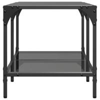 Salontafel met zwart glazen blad 78,5x40x40 cm staal - thumbnail