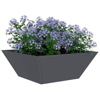 VidaXL Tuin bloempot antraciet 40 x 40 x 15 cm koudgewalst staal