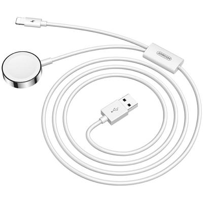 JOYROOM S-IW002 ben serie 2 in 1 1.5 m 3A magnetische oplaadkabel voor Apple Watch (wit)
