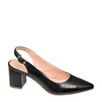 Graceland slingback pumps crocoprint zwart - thumbnail