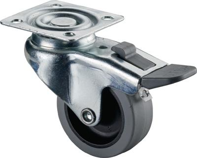 BS Rollen Zwenkwiel met totaalklem | wiel-d. 50 mm draagvermogen 35 kg | met schroefplaat glijlagers | rubber grijs | 1 stuk - A220.A80.050 BS Rollen Zwenkwiel met totaalklem | wiel-d. 50 mm draagvermogen 35 kg | met schroefplaat glijlagers | rubber grijs | 1 stuk - A220.A80.050