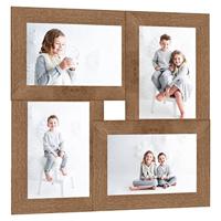 VidaXL Fotolijst voor 4x(13x18 cm) foto mdf lichtbruin - thumbnail