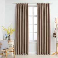 VidaXL Gordijnen verduisterend met haken 2 st 140x225 cm taupe - thumbnail