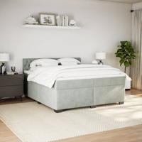Boxspring met matras fluweel lichtgrijs 200x200 cm - thumbnail