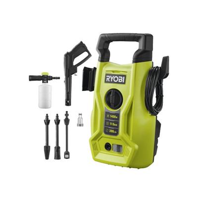 Hogedrukreiniger - RYOBI - 1400 W - 110 bar - 390 L - 5 m PVC-slang - Vario-lans - Turbolans - 0,35 L reinigingsmiddelmondstuk