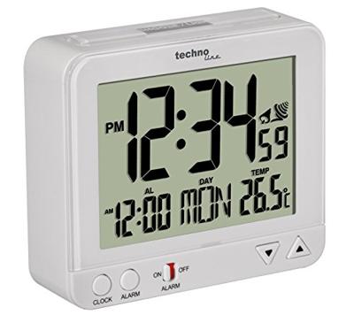 Techno Line WT 195 WHITE Wekker Zendergestuurd Wit Alarmtijden 1 Groot display