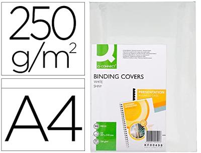 Q-CONNECT covers A4 glanzend wit 250 grams 100 stuks