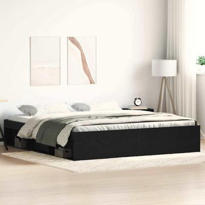 Bedframe zonder matras 150x200 cm bewerkt hout zwart eikenkleur