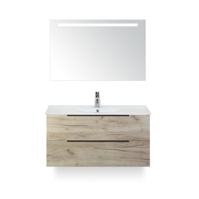 Seville Badmeubelset 100 cm - Craft Oak Edge greep - Wastafel Enjoy - met Sence Spiegel