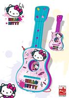 Kindergitaar Hello Kitty 4 Touwen Blauw Roze - thumbnail