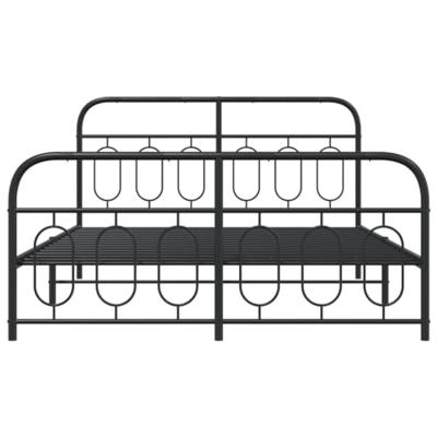 Bedframe met hoofd- en voeteneinde metaal zwart 135x190 cm