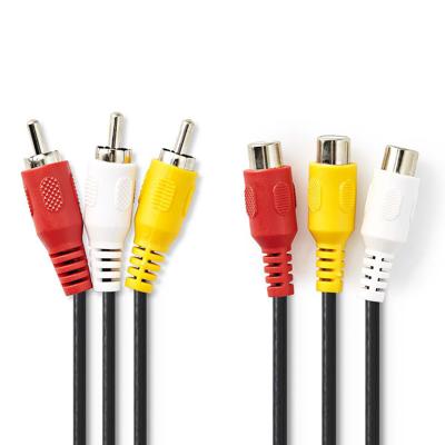 Nedis CVGP24305BK50 Composiet Videokabel 3x Rca Male - 3x Rca Female 5,0 M Zwart