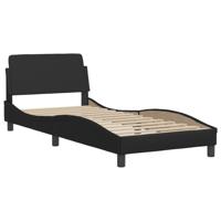 Bedframe met hoofdbord kunstleer zwart 90x190 cm - thumbnail