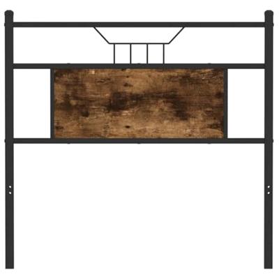 Hoofdbord 75 cm bewerkt hout en staal gerookt eikenkleurig
