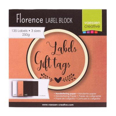 Florence • labelblok 216g wit zwart kraft 135x