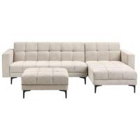 Beliani-ALNES-Hoekbank met ottomaan-Beige-Linkszijdig-Polyester - thumbnail