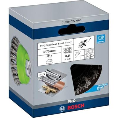 Bosch Accessories Komborstel, gevlochten draad, roestvrij, 0,5 mm, 75 mm, 12.500 omw/min, M 14 Bosch Power Tools 2608622060 1 stuk(s) - thumbnail