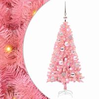 VidaXL Kerstboom met 150 led met standaard roze 120 cm pvc - thumbnail