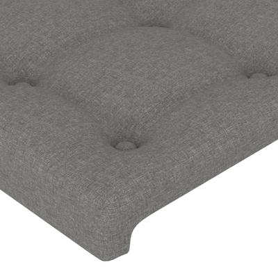 Hoofdbord met randen 163x16x118/128 cm stof donkergrijs - thumbnail