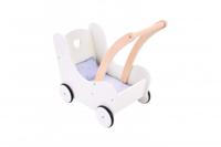 Houten Poppenloopwagen Grijs/Wit - thumbnail