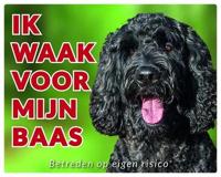 Labradoodle Waakbord - Ik waak voor mijn baas zwart - thumbnail