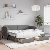Slaapbank onderschuifbed en lades 80x200 cm stof donkergrijs - thumbnail