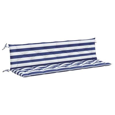 Tuinbankkussens 2 st gestreept 200x50x7 cm stof wit en blauw