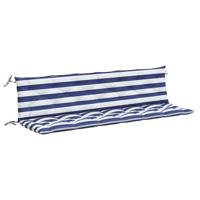 Tuinbankkussens 2 st gestreept 200x50x7 cm stof wit en blauw - thumbnail