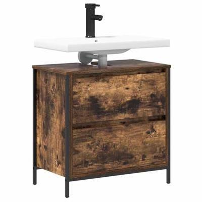 Badkamerkast met lades 60x34,5x60 cm gerookt eikenkleurig